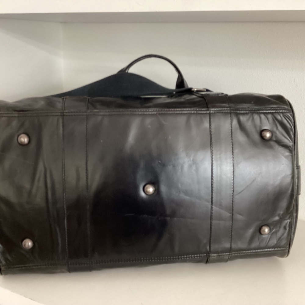 MEN’S FOSSIL BRAND BLACK LEATHER DUFFLE TRAVEL LARGE BAG - Picture 14 of 16